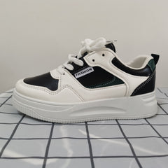 Women's Low Top Lace-Up Skate Shoes Colorblock Sneakers