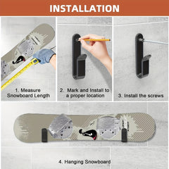 Horizontal Snowboard Wall Mount Clips, Snowboard Storage Rack