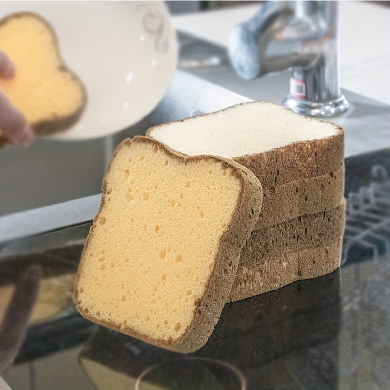 2pcs Cartoon Bread Double-sided Cleaning Sponge Strong Water Absorption