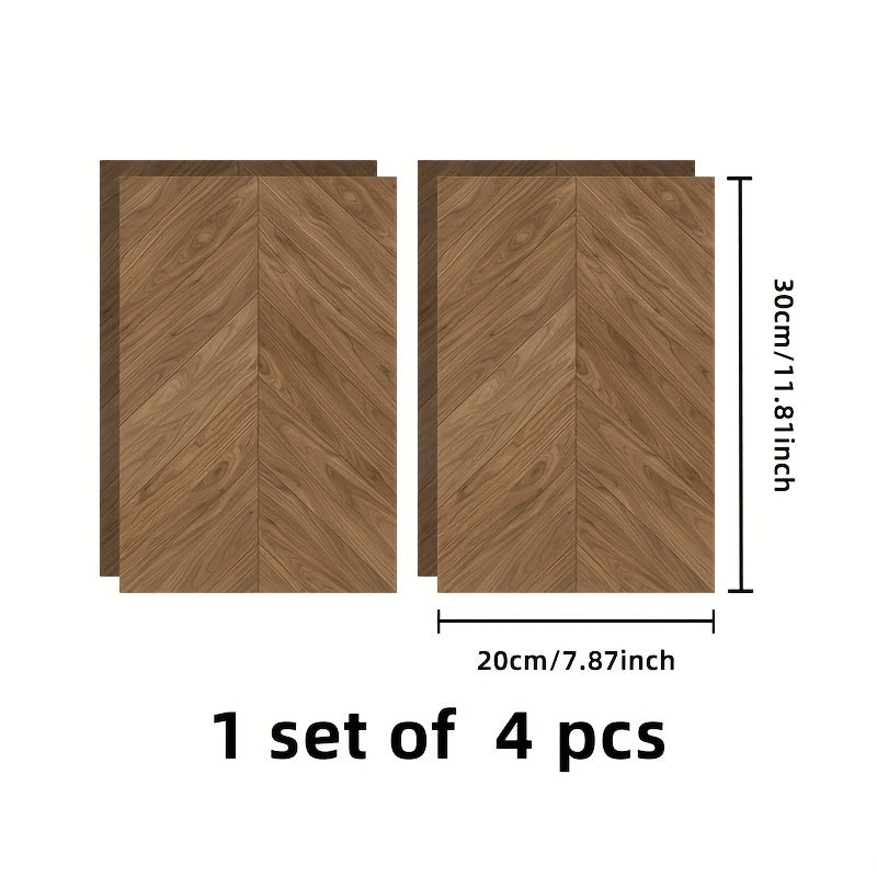 4pcs Retro Wood Grain Floor Wall Stickers Adhesive Non Slip Self Decorative
