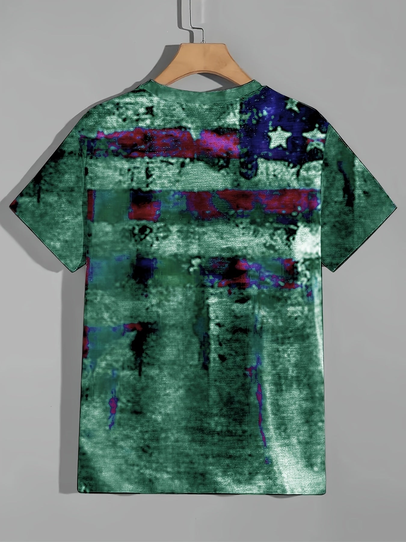 Men's Retro Flag Print Sports T-shirt for Summer