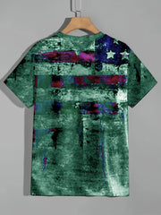 Men's Retro Flag Print Sports T-shirt for Summer