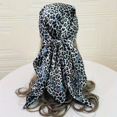 Leopard Chain Print Shawl Satin Square Scarf Bandana Silk Head Wrap