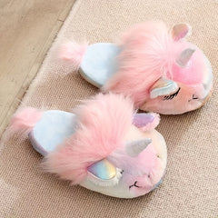 Women's Unicorn Slippers Plush Slip On Shoes Cozy Home Footwear