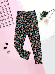 Toddler Girls Tropical Flowers Leopard Leggings Elastic High Waist