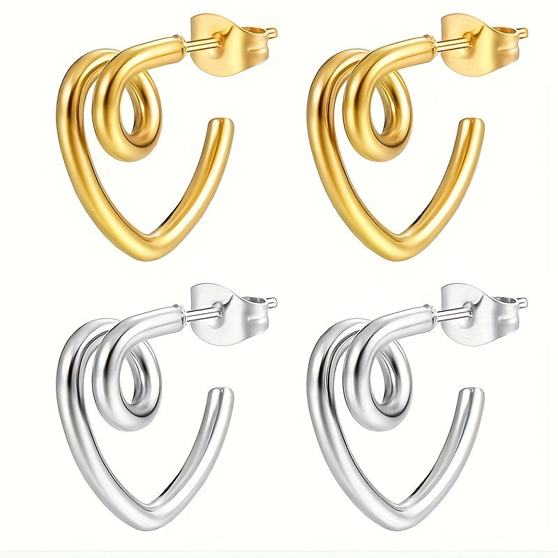 18K Plated Stainless Steel Twisted Stud Earrings