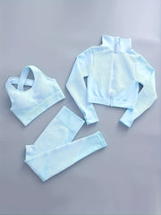 Ultimate Yoga Fitness Set: Seamless Top, Leggings, Sports Bra