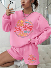 Women's Halloween Graphic Sweatshirt & Shorts Set