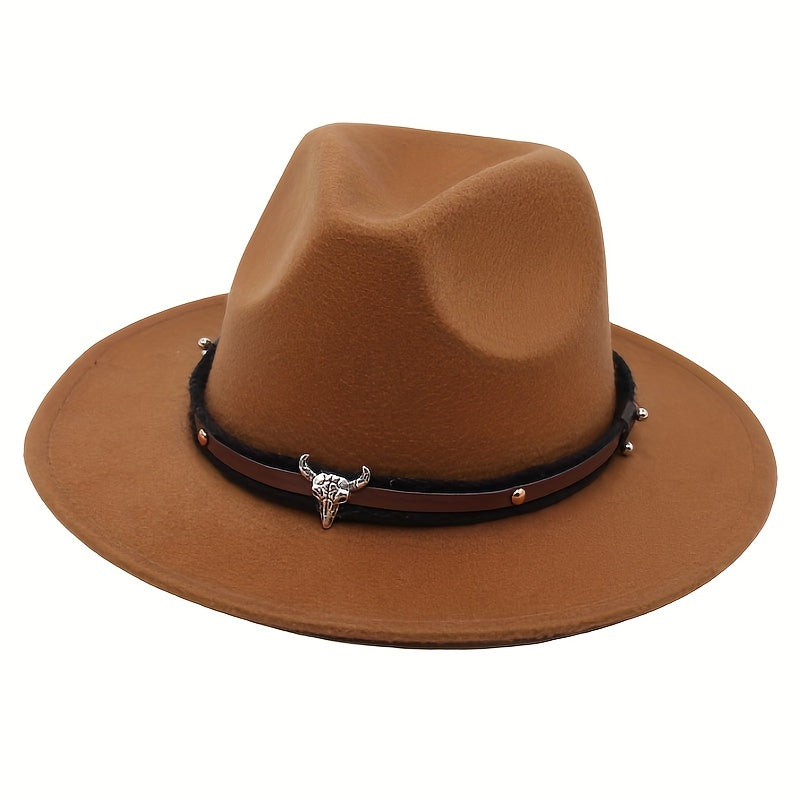 Cow Head Jazz Hat With Belt Buckle Fedora Hat