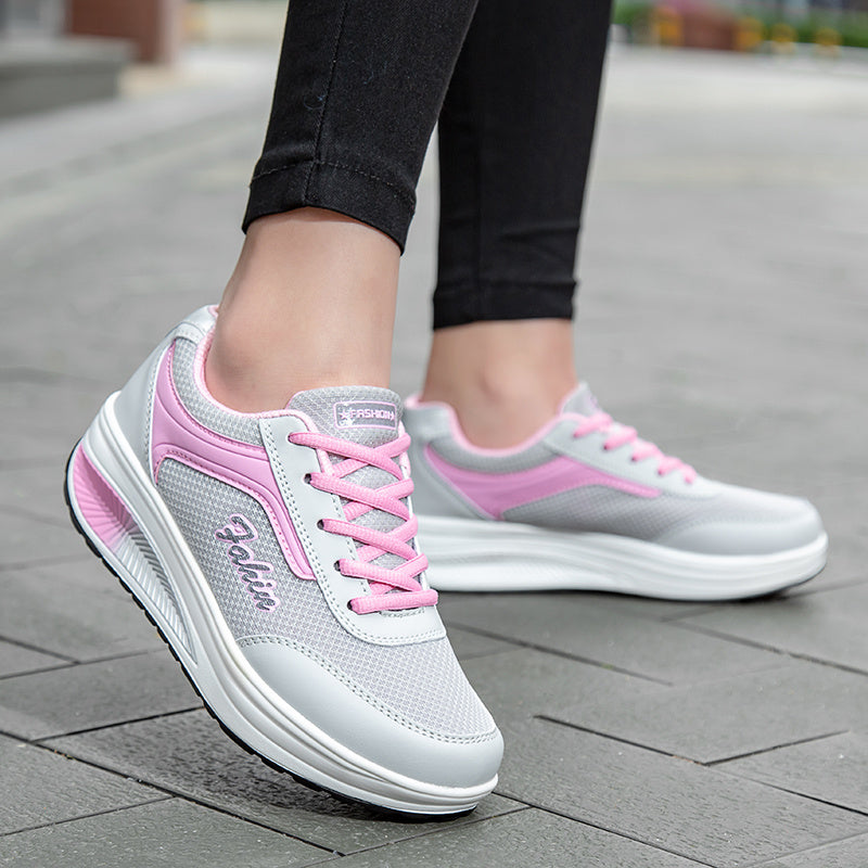 Women's Lightweight Platform Sneakers Lace Up Running Shoes