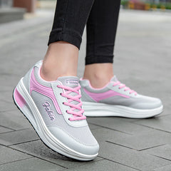 Women's Lightweight Platform Sneakers Lace Up Running Shoes