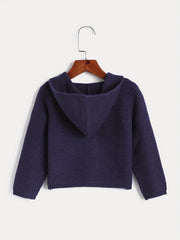 Casual Hooded Knit Cardigan Little Girls Coat