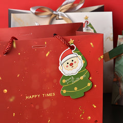 2pcs Portable Christmas Gift Bags With Handles Ribbons Cards