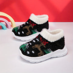 Girl's Christmas Slip On Thermal Sock Shoes Soft Comfy Winter Sneakers
