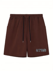 Classic Letter Print Men's Shorts - Summer Outdoor Drawstring Shorts