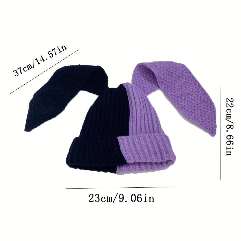 Unisex Knitted Hat With Long Ears for Outdoor Activity