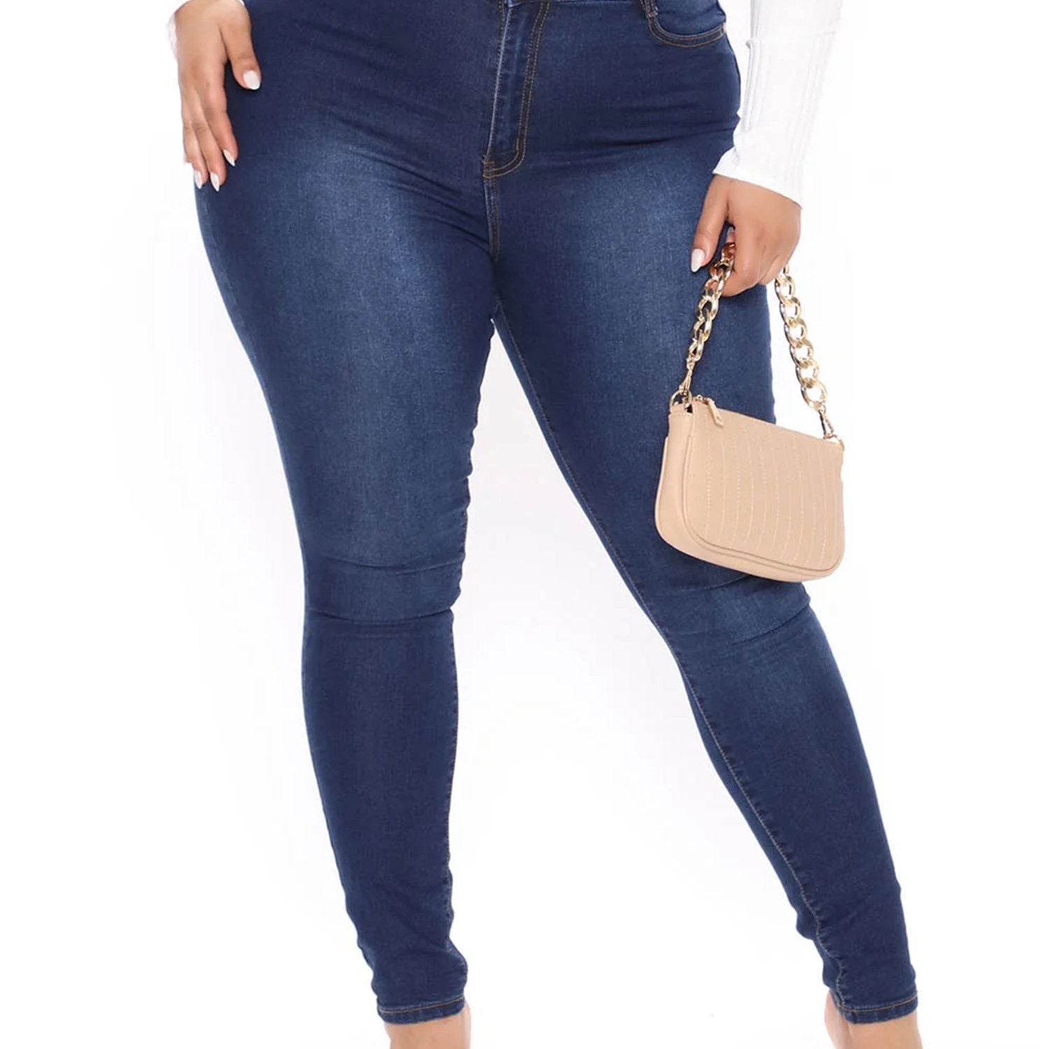 Women's Plus Button Fly High Rise Skinny Jeans