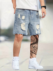 Men's Distressed Denim Shorts for Summer