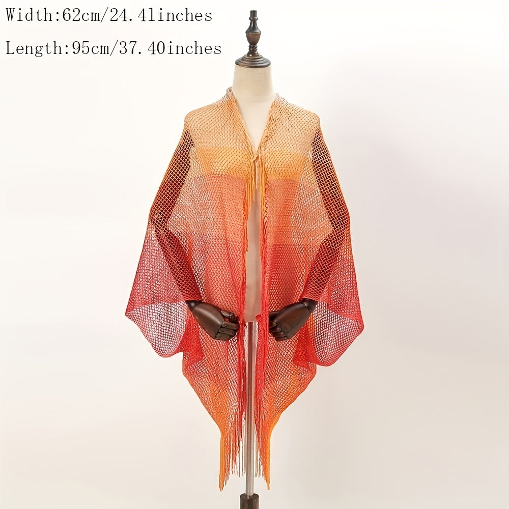 Boho Fringed Shawl Hollow Out Mature Wrap Sunscreen