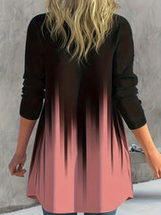 Colorblock Ombre Print Open Front Cardigan