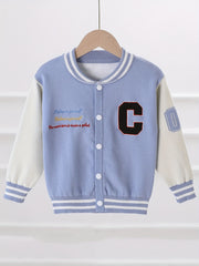 Boys Knit Baseball Collar Varsity Jacket