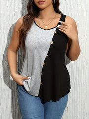 Colorblock Button Tank