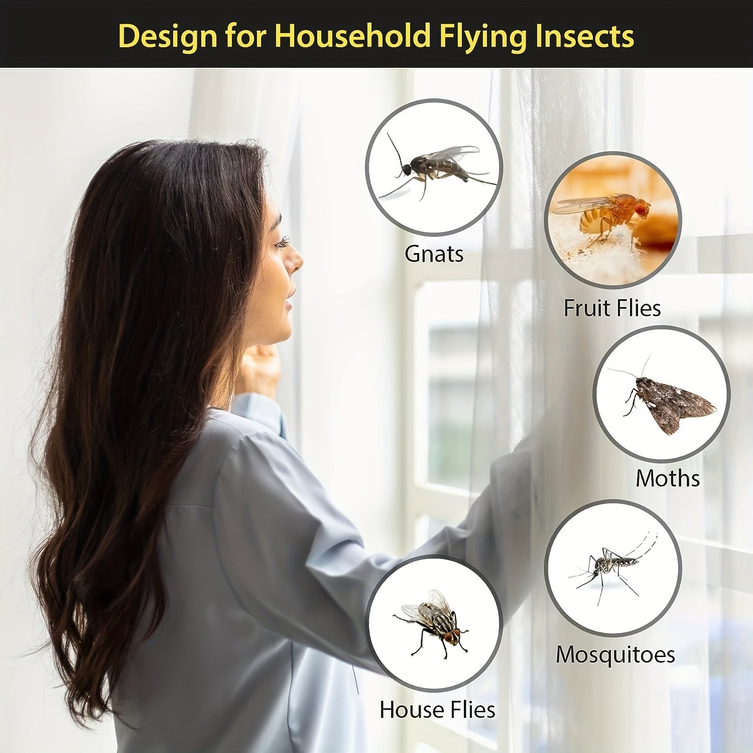 50pcs Indoor Window Fly Traps Sticky Strips Fly Catcher Clear Windows Trap