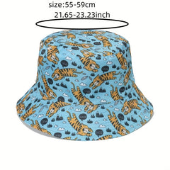 Animal Print Bucket Hat Lightweight Sunscreen Fish Tiger Flamingo Shark Dinosaur