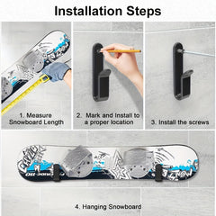 2pcs Horizontal Snowboard Clips Wall Mounted Display Rack