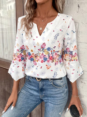 Floral Print Sleeve Blouse