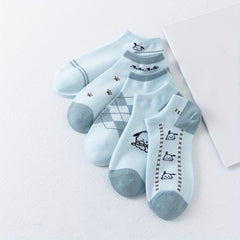 5 Pairs Cartoon Print Socks Low Cut Ankle Women's Stockings