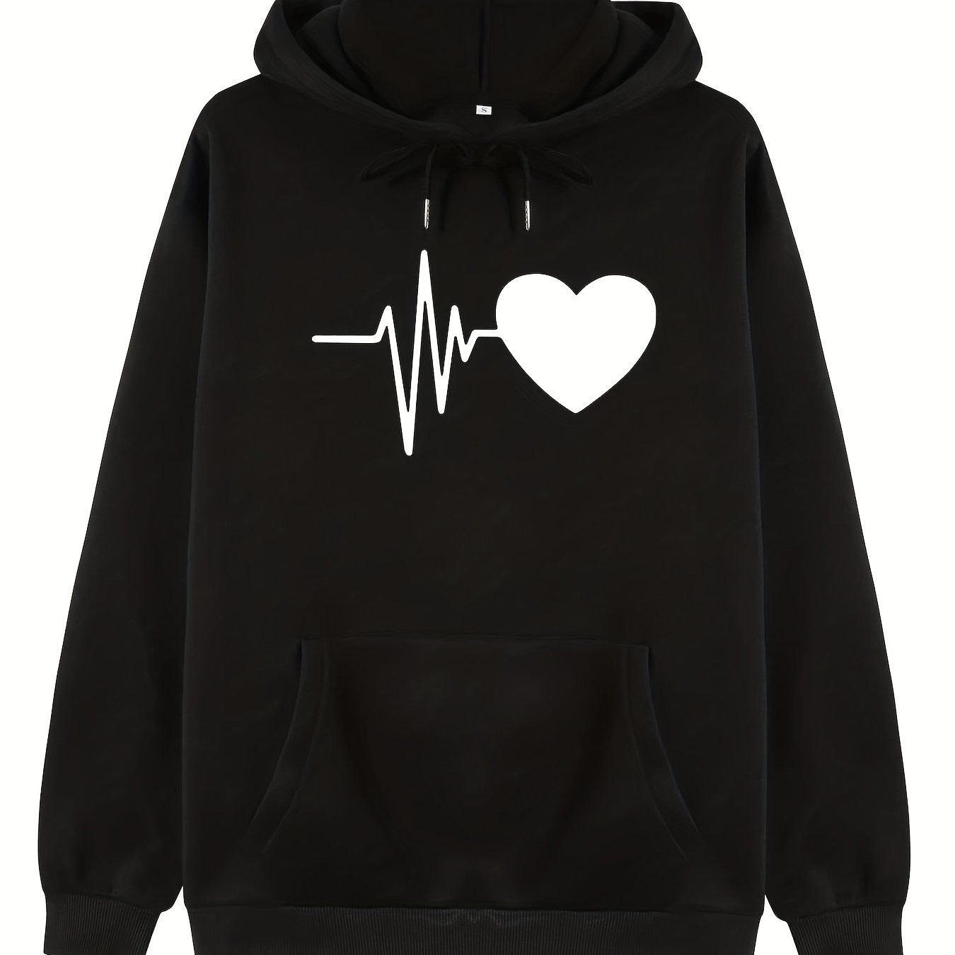Heart Print Hoodies Casual Drawstring Long Sleeve Sweatshirt