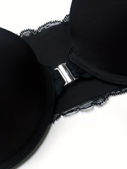 Lace Plunge Bra Front Buckle Push Up Lingerie