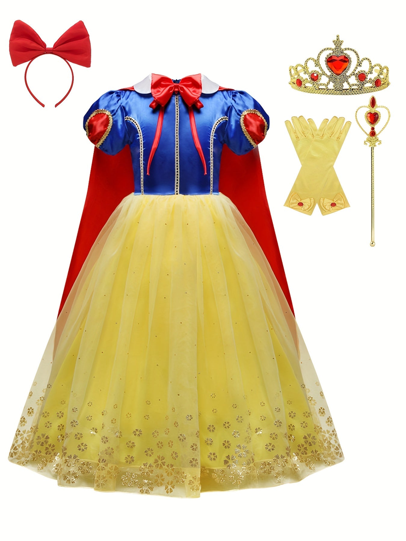 Girls Halloween Queen Cloak Princess Dress Role Play Costume Set