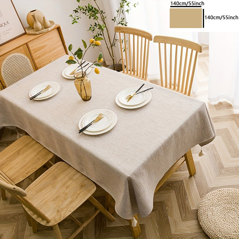 Boho Linen Tablecloth with Tassels for Dining Room, Beige