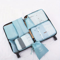 9pcs Travel Packing Bags Luggage Tote Bags With Shoe & Toiletry Bag