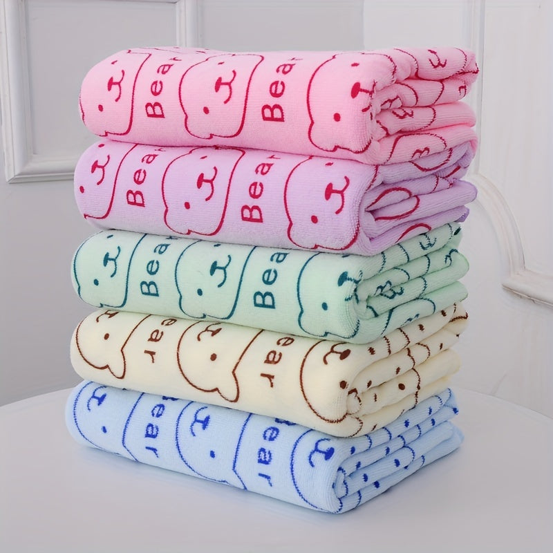 Bear Pattern Beach Towel Ultra Soft Fade Resistant Absorbent Polyester Towel