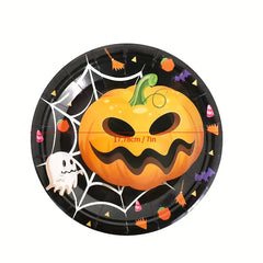 Halloween Party Decoration Paper Plate Fork Spoon Straw Tissue Cup