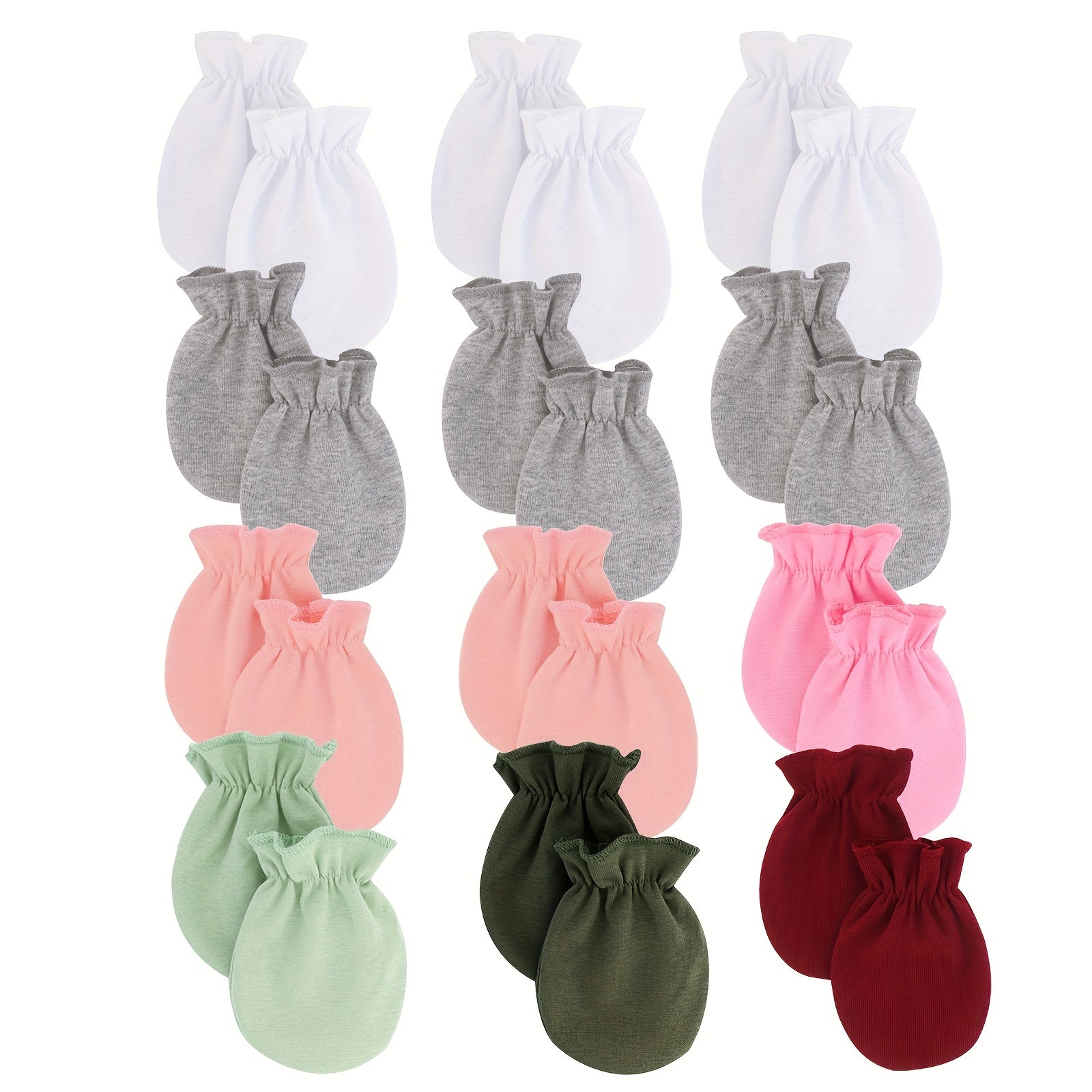 12 Pairs Baby Cotton Gloves No Scratch Mittens 0-6 Months