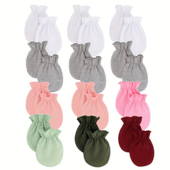12 Pairs Baby Cotton Gloves No Scratch Mittens 0-6 Months