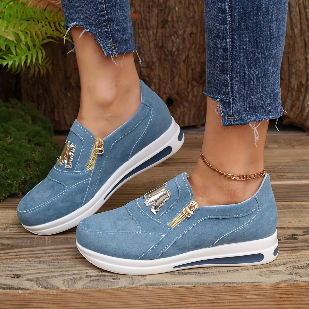 Women's Slip On Low Top Walking Shoes Thick Bottom Casual Sneakers