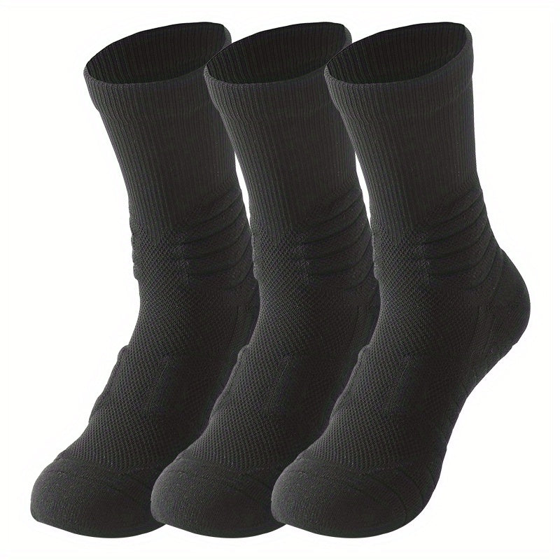 3 Pairs Thickened Non-slip Basketball Socks - Mid Calf Length
