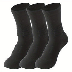 3 Pairs Thickened Non-slip Basketball Socks - Mid Calf Length
