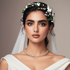 Green Floral Bride Hair Band for Weddings