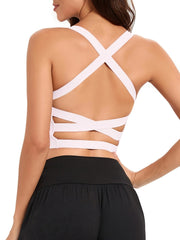 Women's V-neck Ribbed Seamless Backless Sports Bra