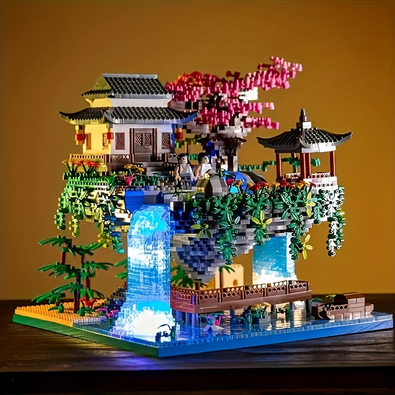 Creative Peach Blossom Pond Building Blocks Set