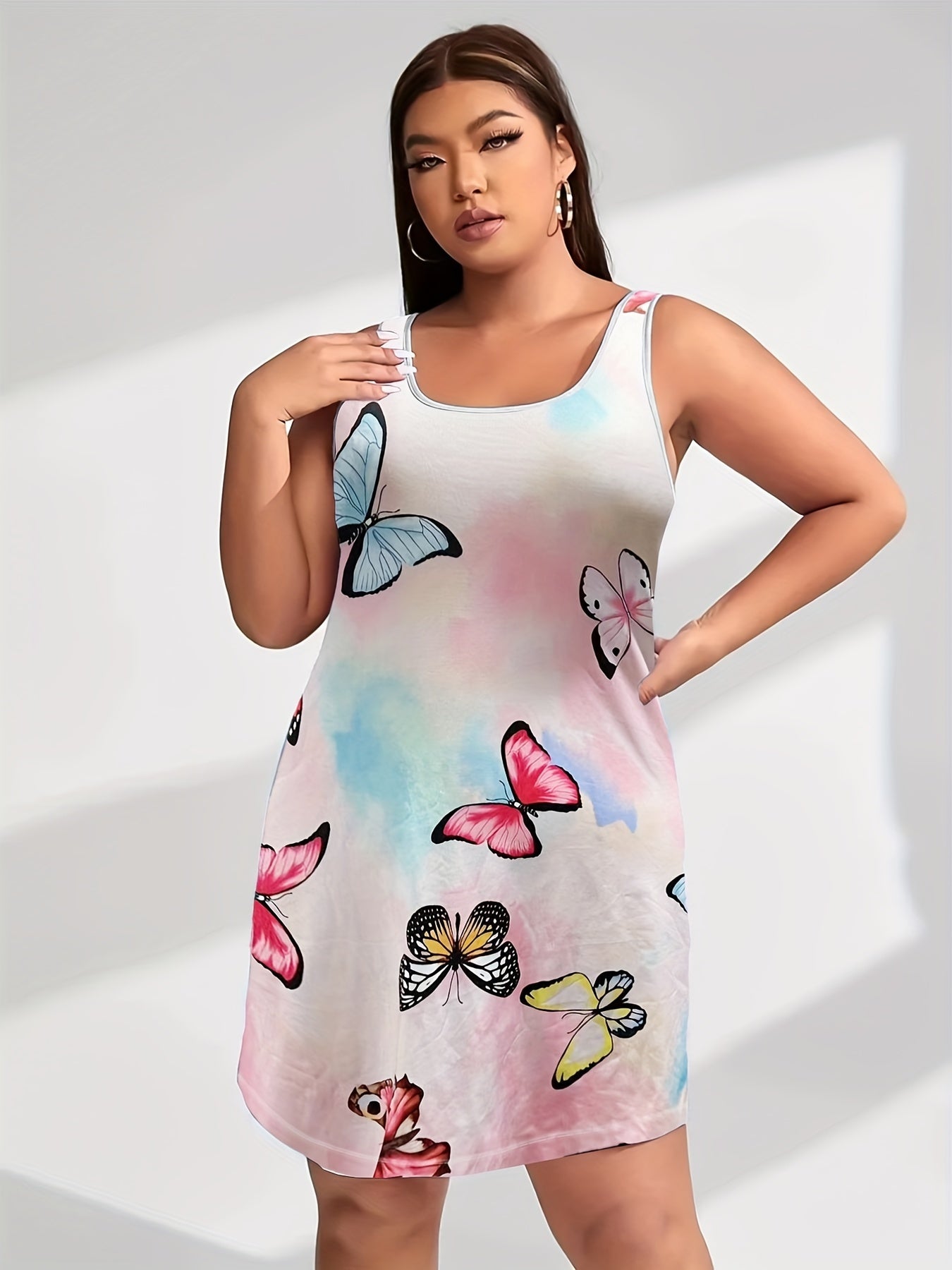 Tie Dye Butterfly Print Tank Nightdress