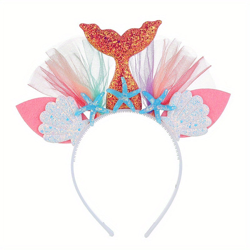 Mermaid Hair Hoop Party Hair Accessories Princess Mesh Flower Animal
