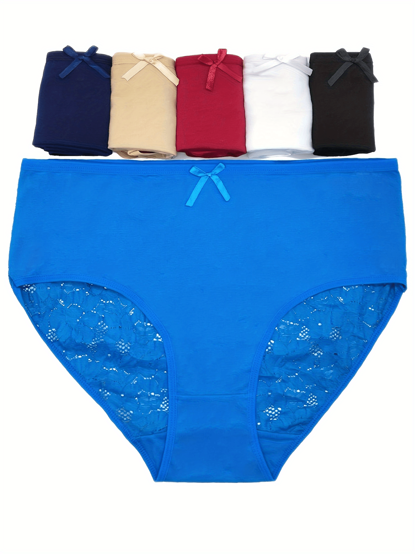 6pcs Lace Briefs Comfy & Stretchy Intimates Panties