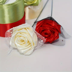 DIY Ribbon Rose Flower Making Set, Birthday Gift Material Package